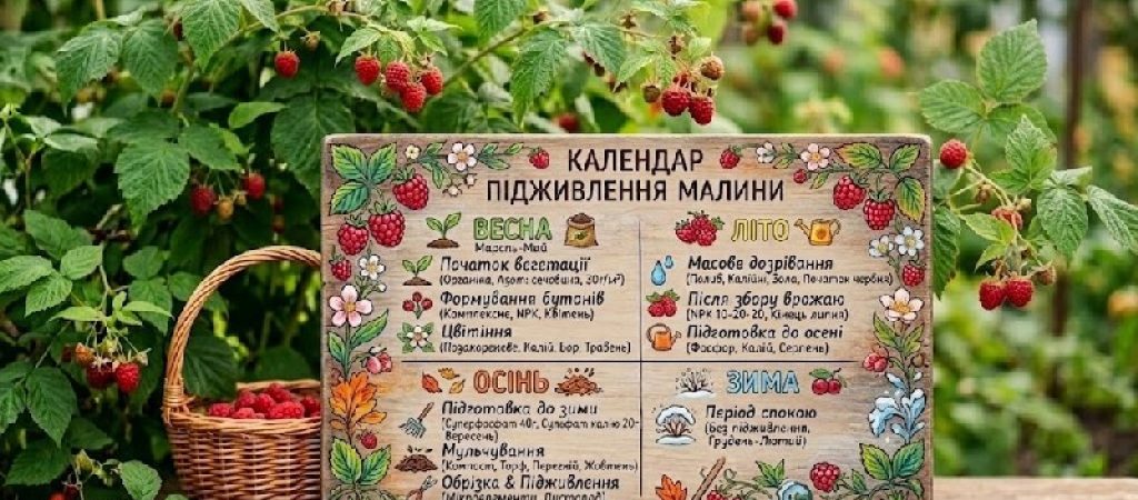 Календар підживлення малини: коли і чим удобрювати кущі для щедрого врожаю