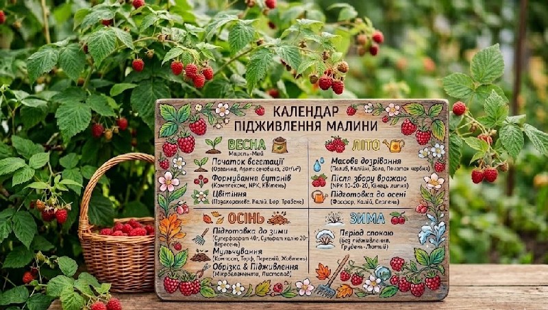 календарь подкормки малины