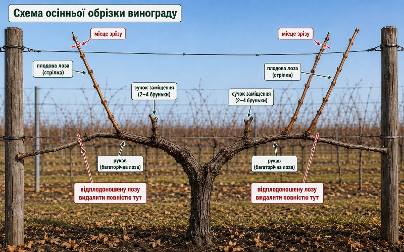 обрезка винограда осенью