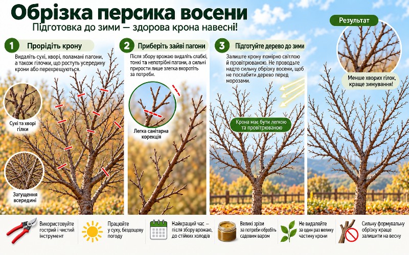 когда обрезать персик осенью