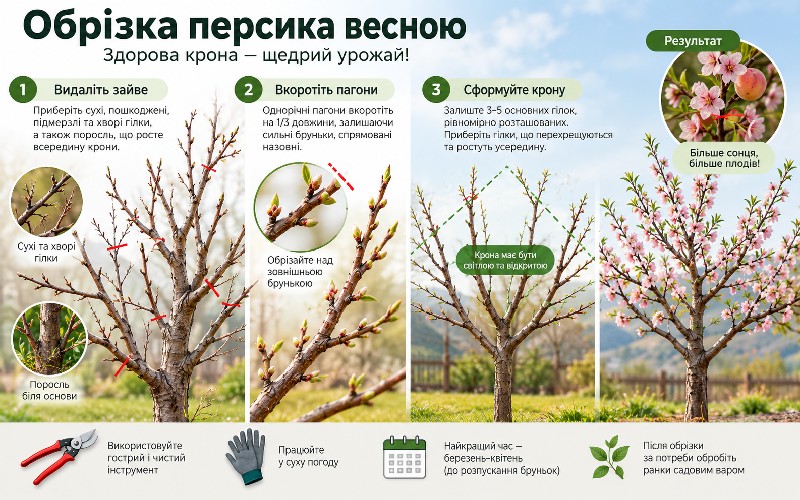 как обрезать персик весной